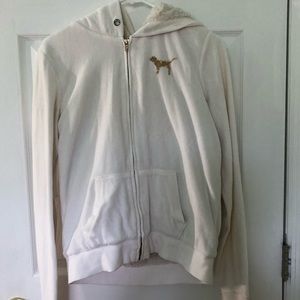 VS PINK velour hoodie with fur lining